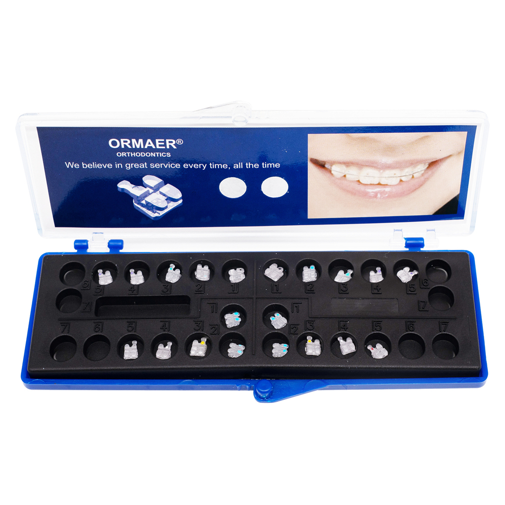 ORMAER Dental Orthodontic Mesh Base Ceramic Brackets MBT/Roth 022 3/345H 20Pcs/Pack