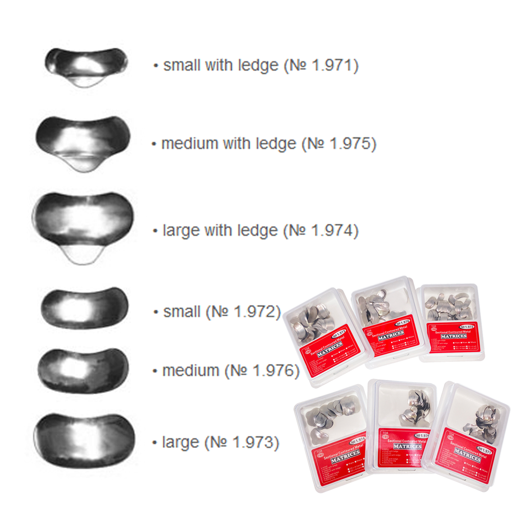 100 Pcs Dental Sectional Contoured Metal Matrices Refill Matrix Band Ledge 35um