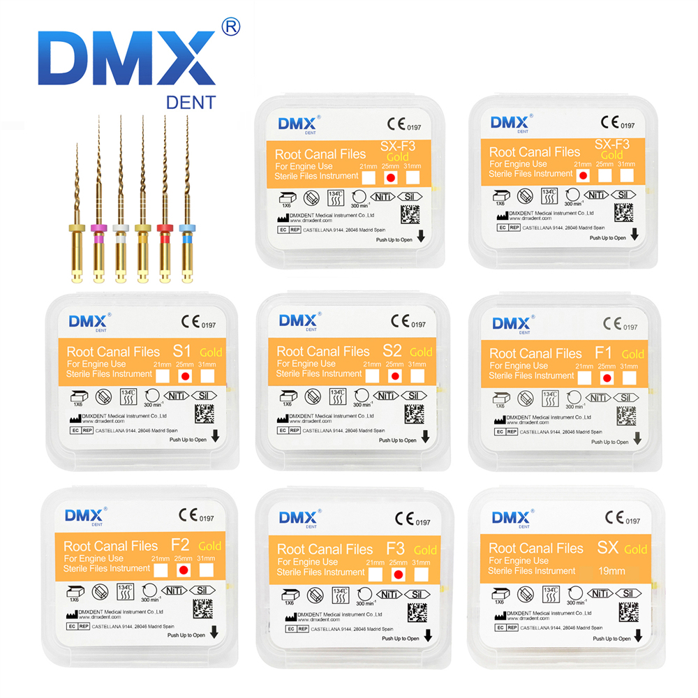 DMXDENT Root Canal Gold Taper NITI Files Endodontic Rotary +Free Gift
