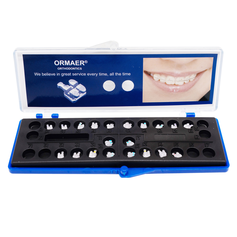 ORMAER Dental Orthodontic Mesh Base Ceramic Brackets MBT/Roth 022 3/345H 20Pcs/Pack