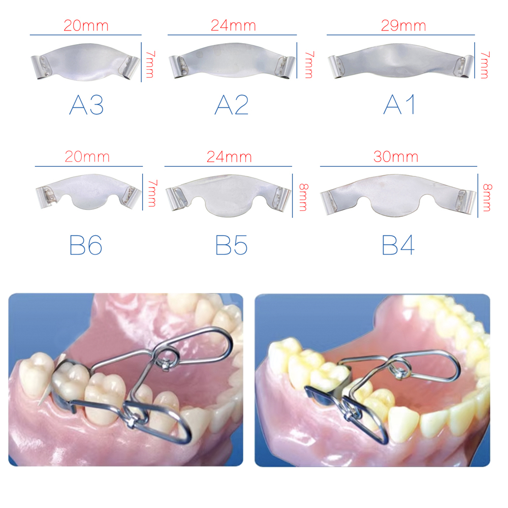 Dental Saddle Contoured Metal Matrices Matrix Band 6 Sizes