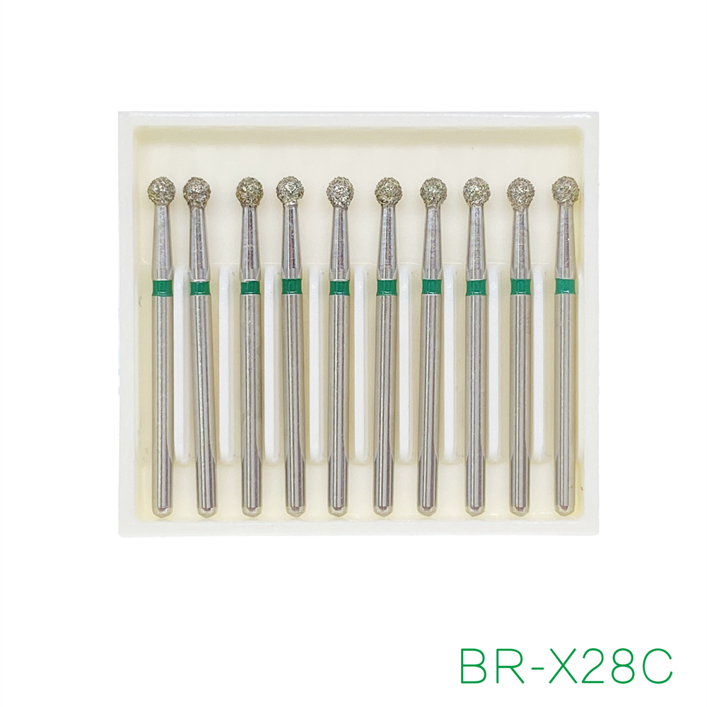 10Pcs Dental FG Diamond Ball Round Burs For High Speed Handpiece Friction Grip 1.6mm 25mm