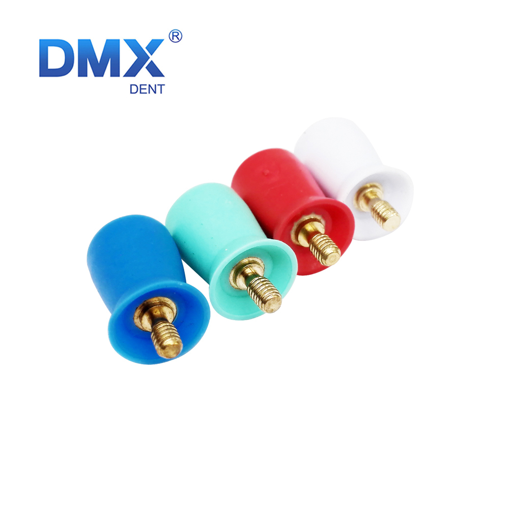 DMXDENT Dental Prophy Polisher Rubber Gold Screw Brush Polishing Cup 4 Webbed 100 Pcs
