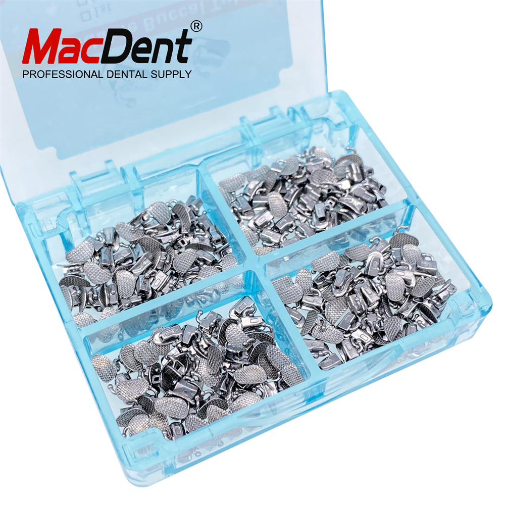200pcs MacDent Dental Ortho Buccal Tubes 1st/2nd Molar Edgewise 022 Non-Conv Mesh Base