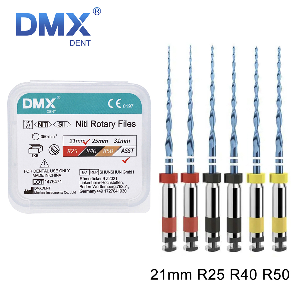 6Pcs DMXDENT Dental Endo Files Root Canal Endodontic NITI Rotary File 21/25MM