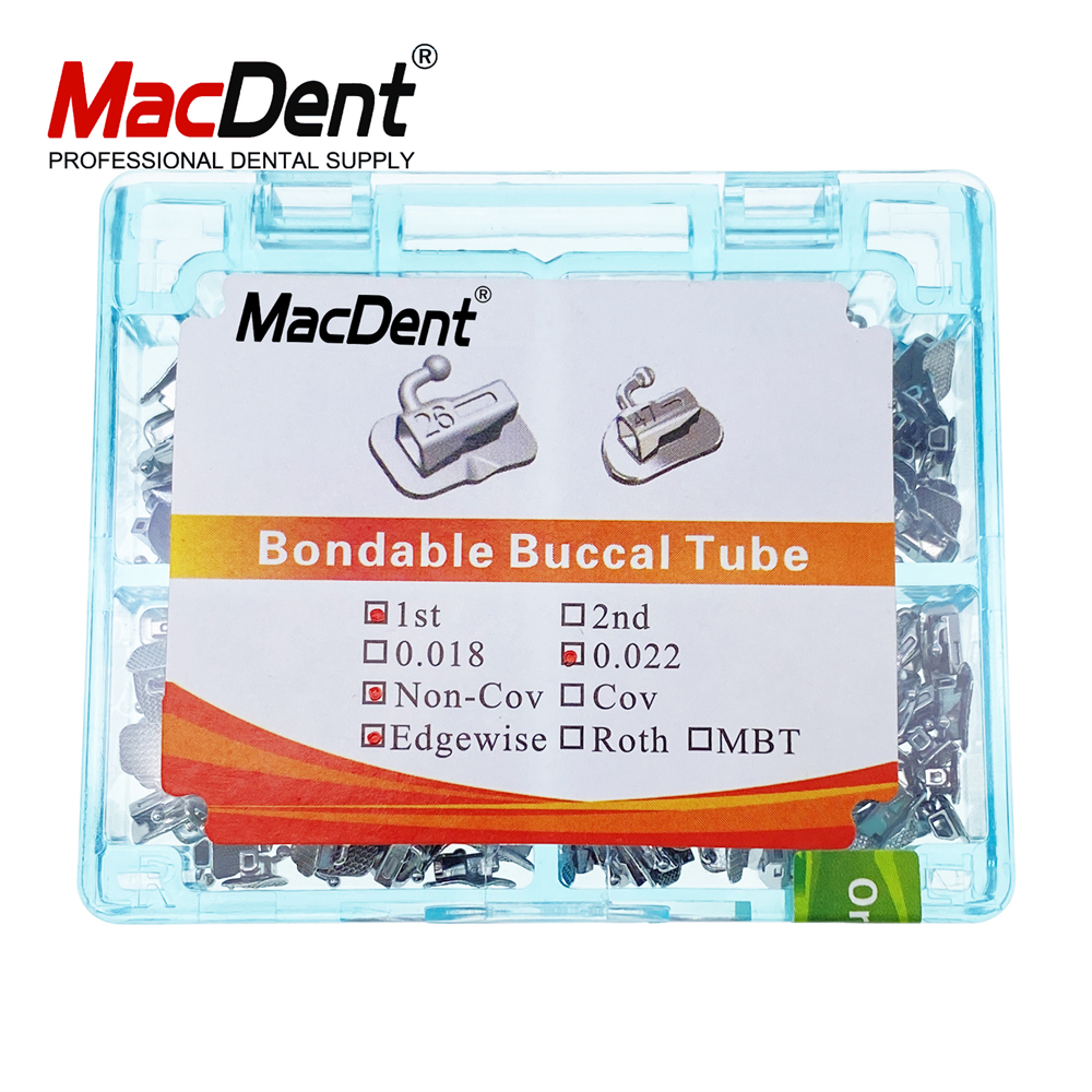 200pcs MacDent Dental Ortho Buccal Tubes 1st/2nd Molar Edgewise 022 Non-Conv Mesh Base