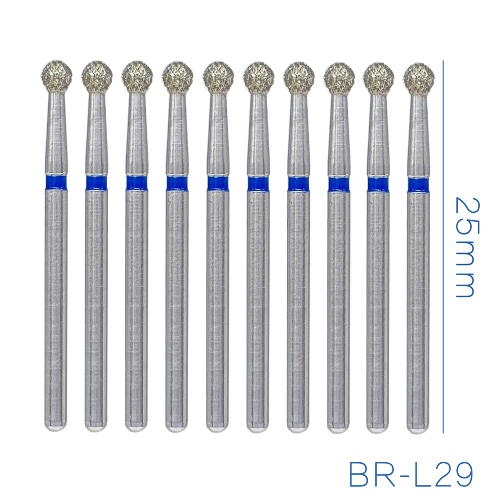 10Pcs Dental FG Diamond Ball Round Burs For High Speed Handpiece Friction Grip 1.6mm 25mm