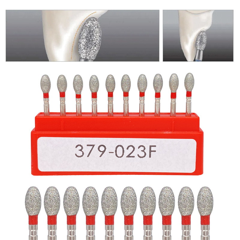Dental Diamond Burs FG Egg Football 379/023F Fine Grit For High Speed Handpiece