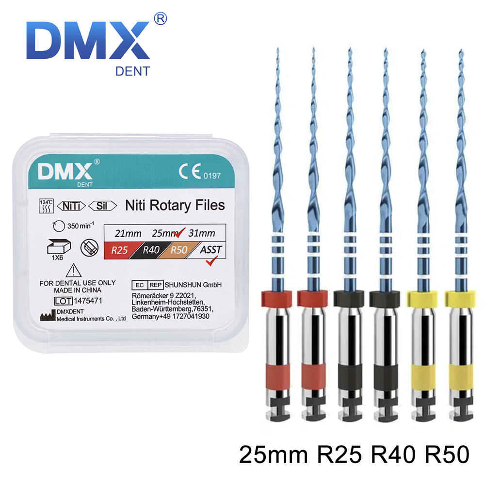 6Pcs DMXDENT Dental Endo Files Root Canal Endodontic NITI Rotary File 21/25MM