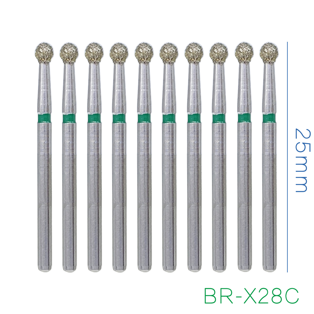 10Pcs Dental FG Diamond Ball Round Burs For High Speed Handpiece Friction Grip 1.6mm 25mm