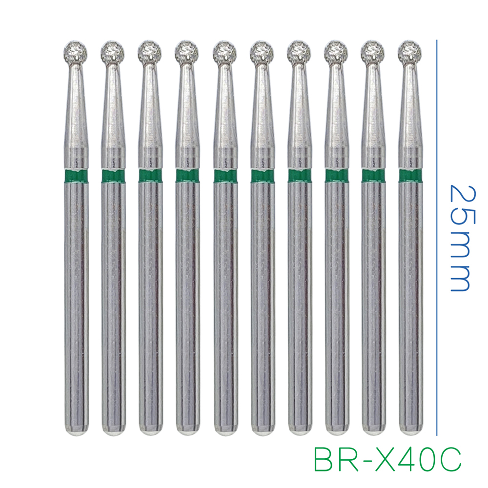 10Pcs Dental FG Diamond Ball Round Burs For High Speed Handpiece Friction Grip 1.6mm 25mm