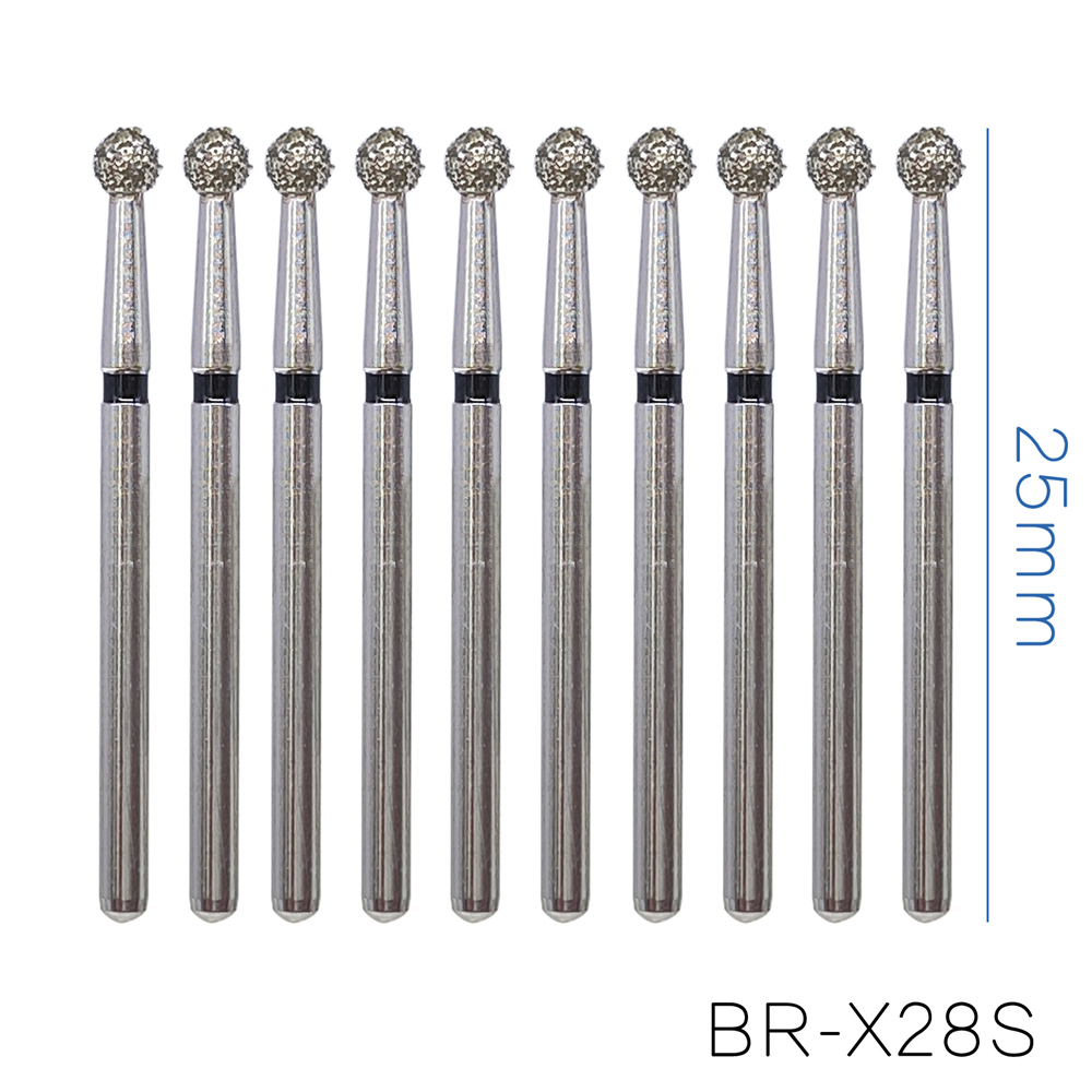 10Pcs Dental FG Diamond Ball Round Burs For High Speed Handpiece Friction Grip 1.6mm 25mm