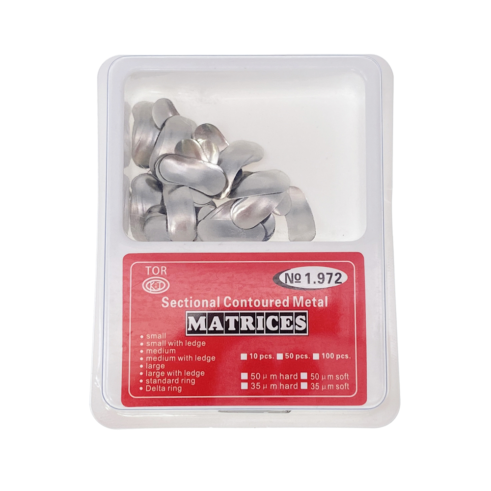 100 Pcs Dental Sectional Contoured Metal Matrices Refill Matrix Band Ledge 35um