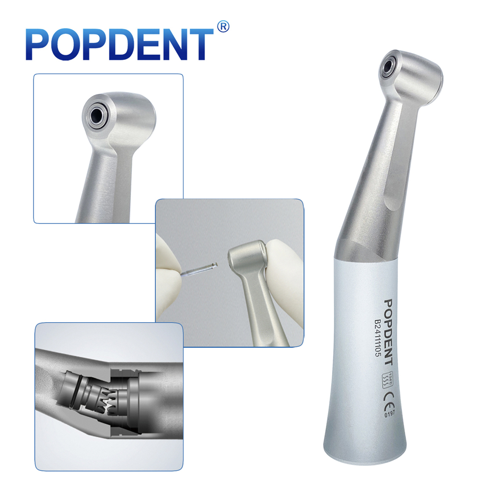 POPDENT Dental Low Speed Contra Angle Handpiece Push Button Fit aRA 2.35mm Burs