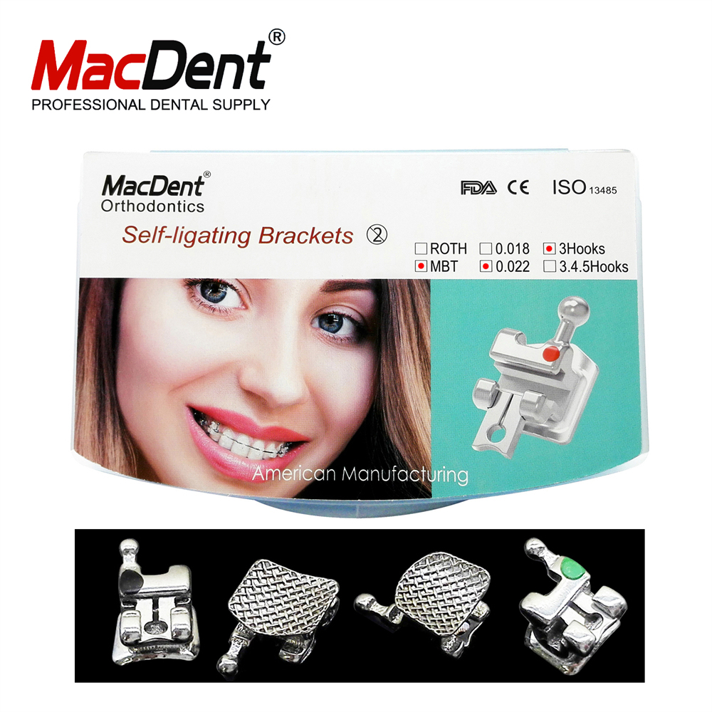MacDent Dental Orthodontic Self-ligating Brackets 5-5 Roth/MBT 0.022