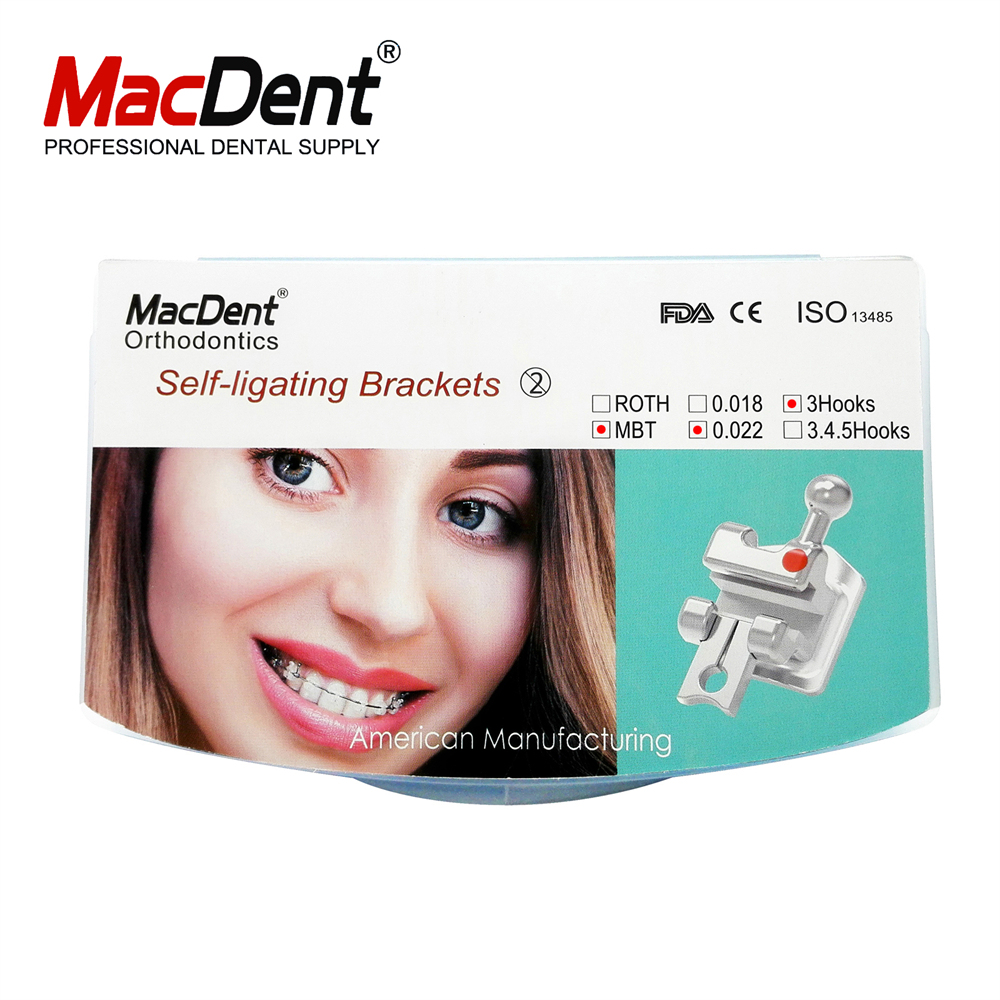 MacDent Dental Orthodontic Self-ligating Brackets 5-5 Roth/MBT 0.022