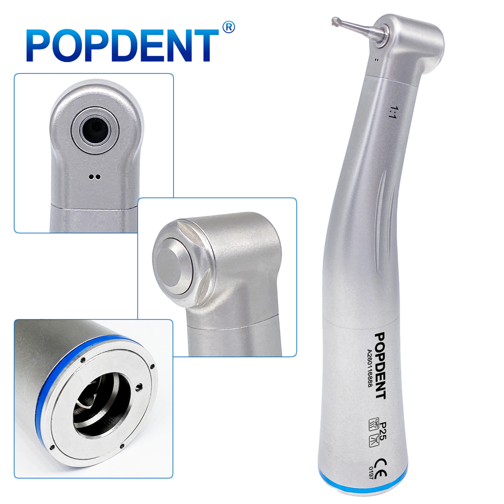 POPDENT Dental 1:1 Fiber Otic/Non Fiber Optic Contra Angle Handpiece Inner/External Water