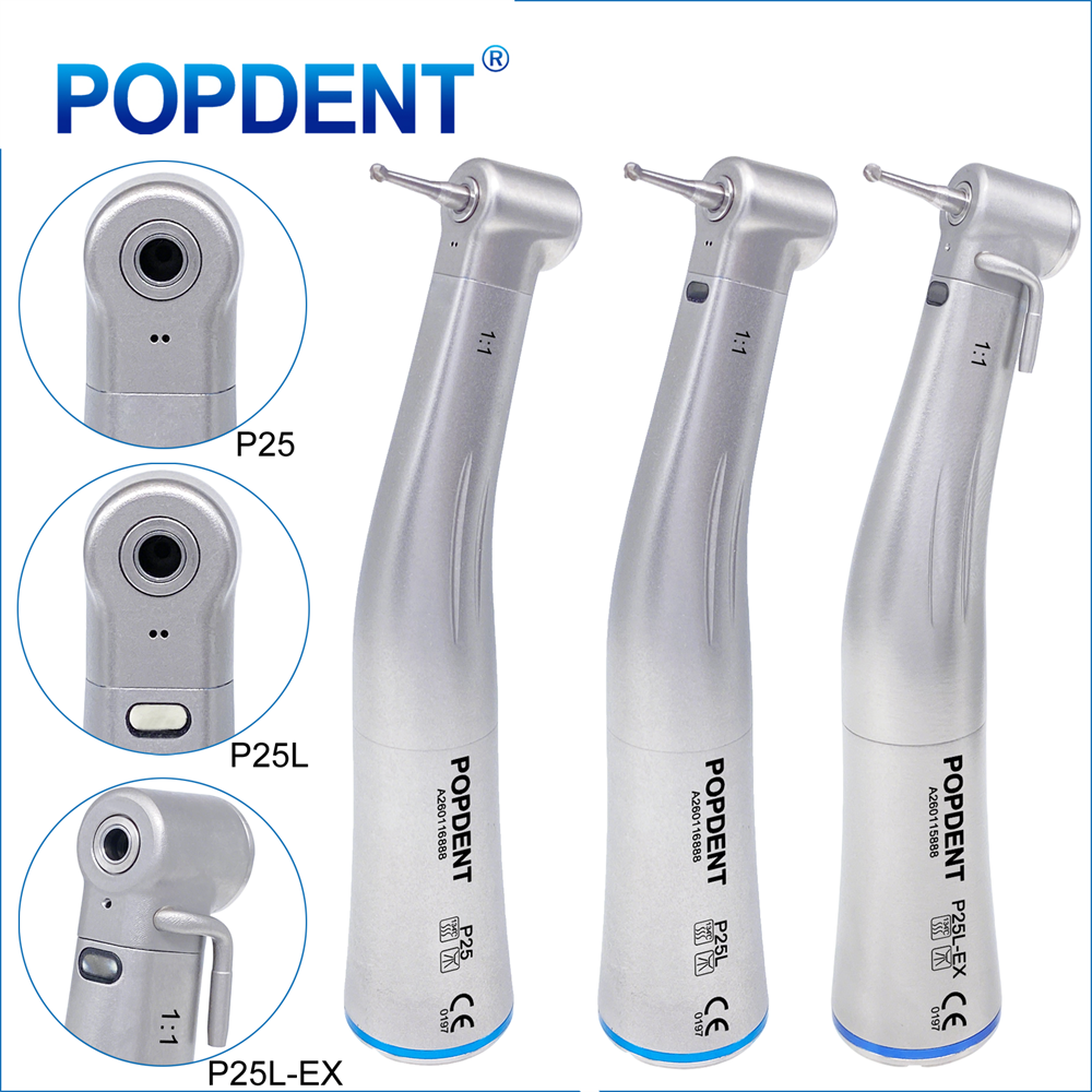 POPDENT Dental 1:1 Fiber Otic/Non Fiber Optic Contra Angle Handpiece Inner/External Water