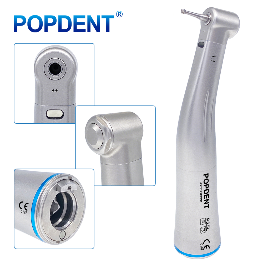 POPDENT Dental 1:1 Fiber Otic/Non Fiber Optic Contra Angle Handpiece Inner/External Water