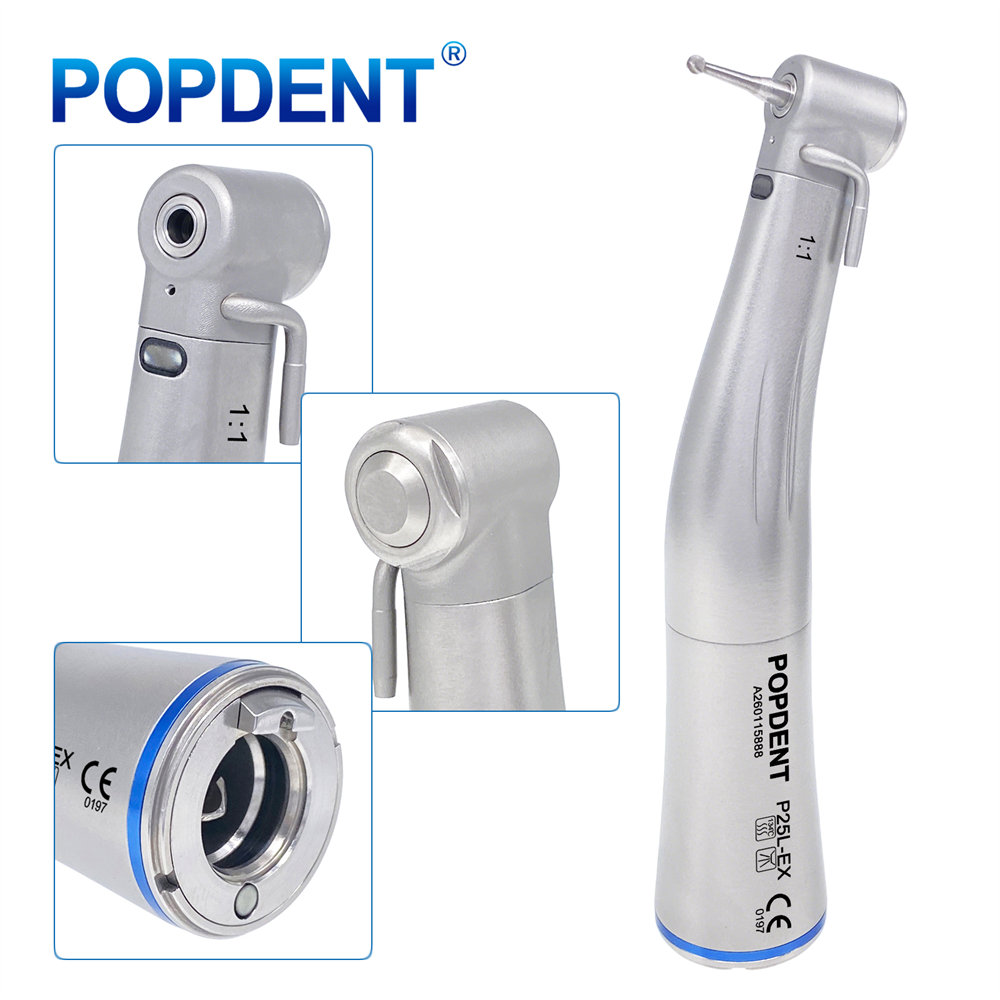 POPDENT Dental 1:1 Fiber Otic/Non Fiber Optic Contra Angle Handpiece Inner/External Water