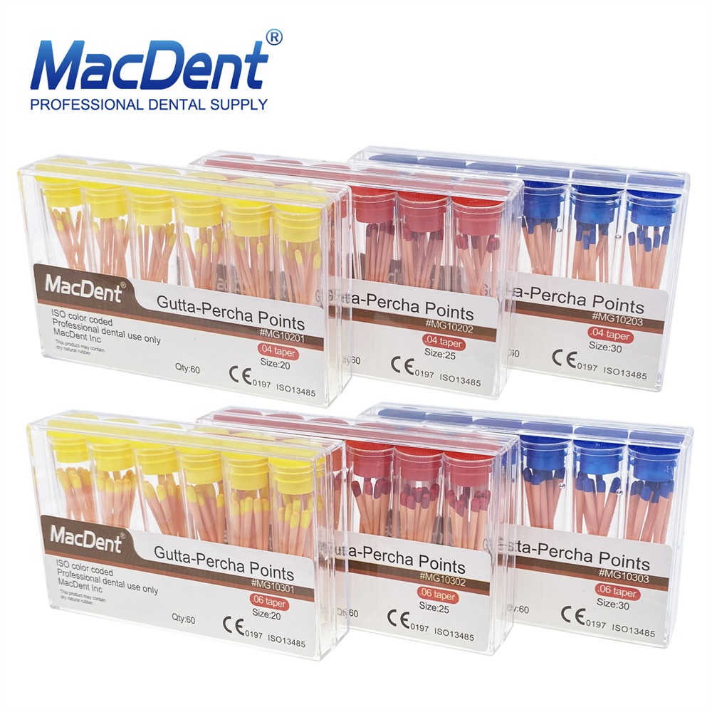 MacDent Dental Endo Gutta Percha Points/Absorbent Paper Points Taper 0.02/0.04/0.06