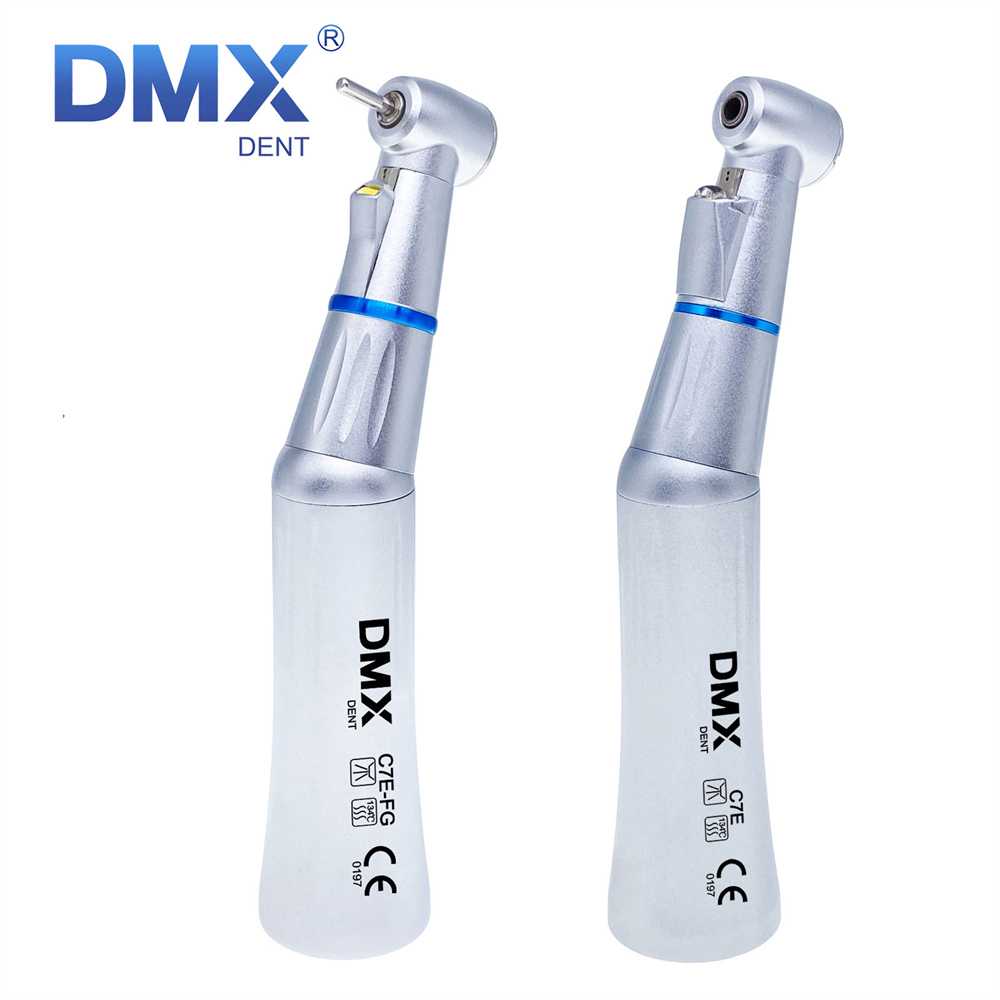 DMXDENT Dental LED E-Generator Low Speed Contra Angle Handpiece Push button fit 1.6 /2.35mm Burs