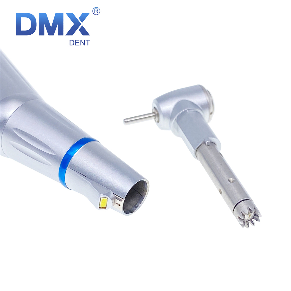 DMXDENT Dental LED E-Generator Low Speed Contra Angle Handpiece Push button fit 1.6 /2.35mm Burs