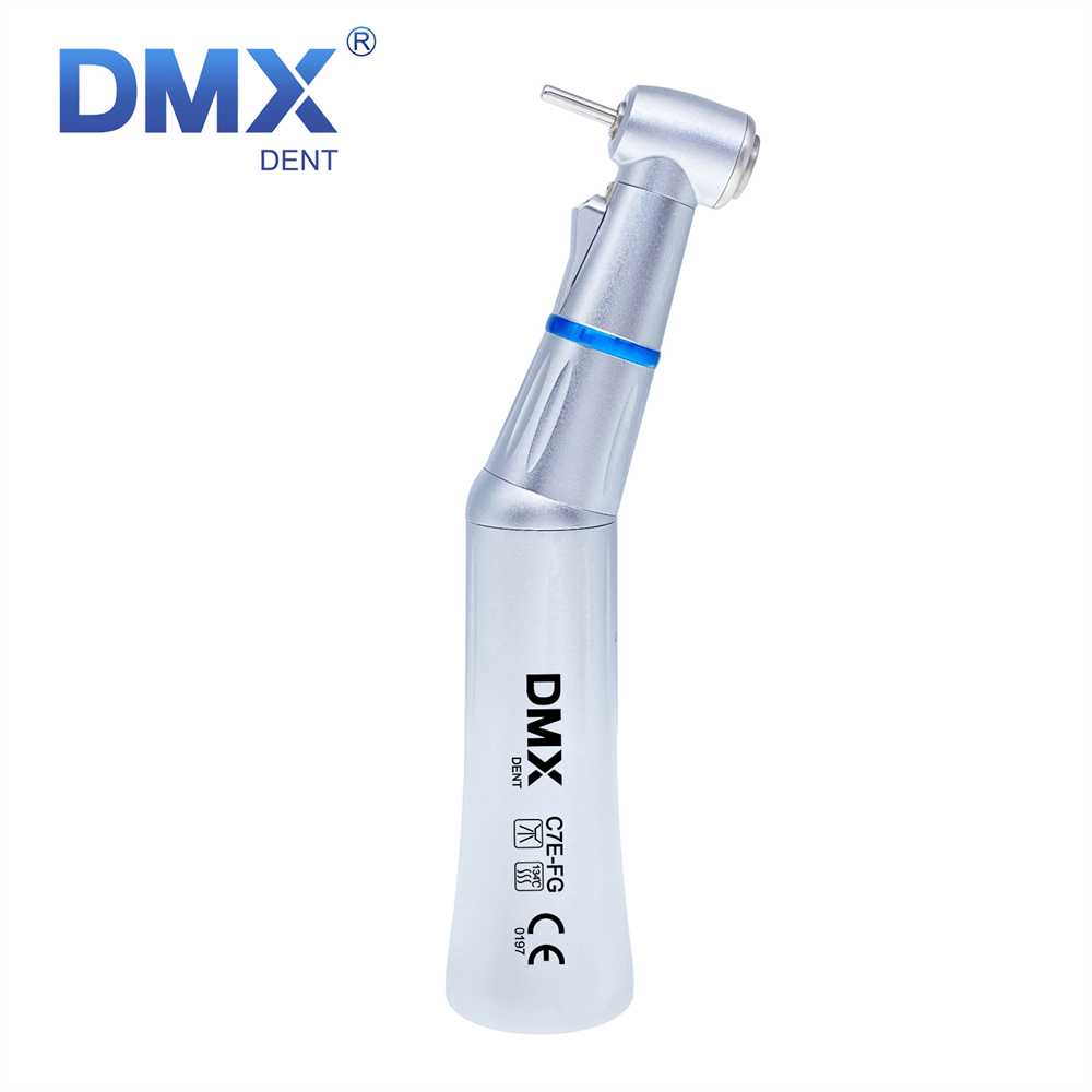 DMXDENT Dental LED E-Generator Low Speed Contra Angle Handpiece Push button fit 1.6 /2.35mm Burs
