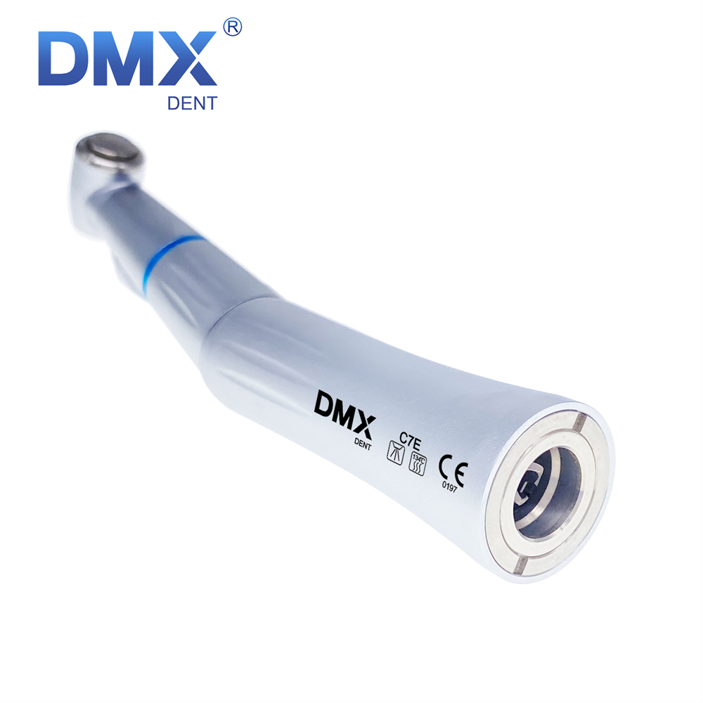 DMXDENT Dental LED E-Generator Low Speed Contra Angle Handpiece Push button fit 1.6 /2.35mm Burs
