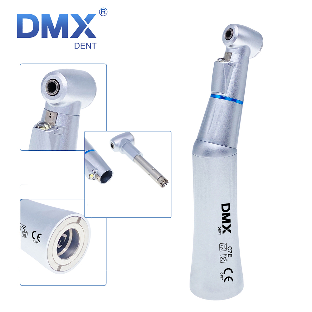 DMXDENT Dental LED E-Generator Low Speed Contra Angle Handpiece Push button fit 1.6 /2.35mm Burs