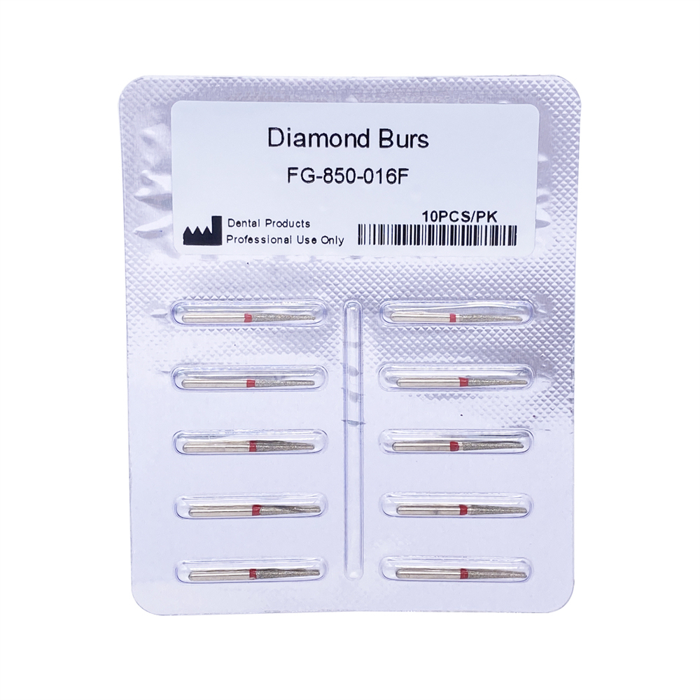 10Pcs Dental Diamond Burs FG Round End Taper Fine 850/016F Bur High Speed Burs