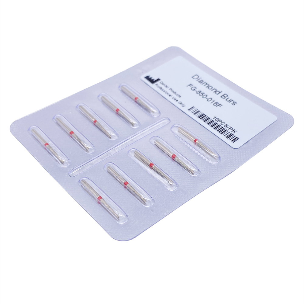 10Pcs Dental Diamond Burs FG Round End Taper Fine 850/016F Bur High Speed Burs