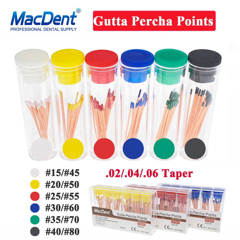 MacDent Dental Endo Gutta Percha Points/Absorbent Paper Points Taper 0.02/0.04/0.06