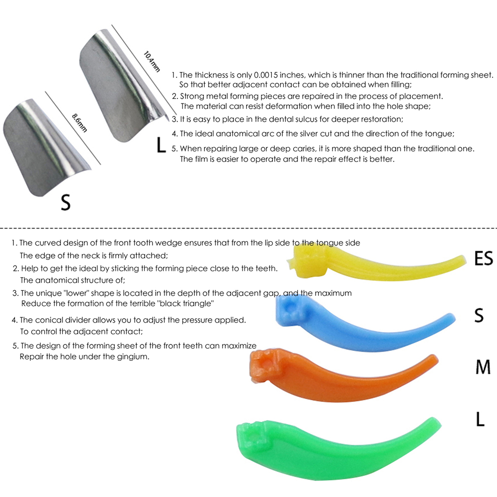 200Pcs Dental Supplies Anterior Matrix System Wedge Matrix Bands Interdental