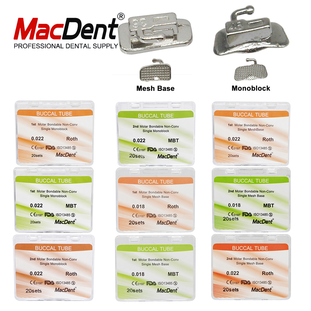 80pcs Dental Orthodontic Buccal Tubes 1st 2nd Molar Buccal Tubes MBT/Roth 018/022