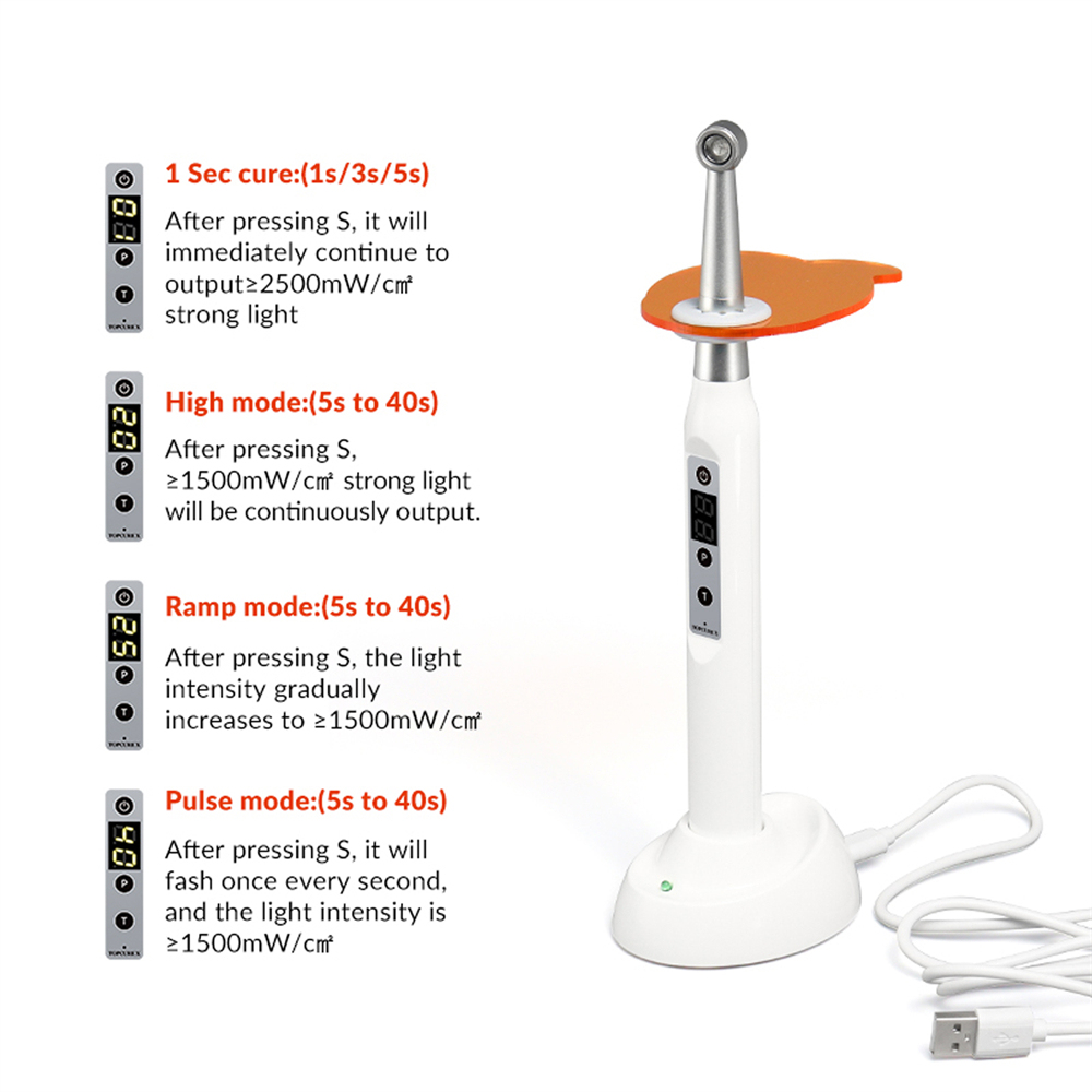 Dental 1 Second Curing Wireless LED Curing Light Lamp 2500mw/c㎡