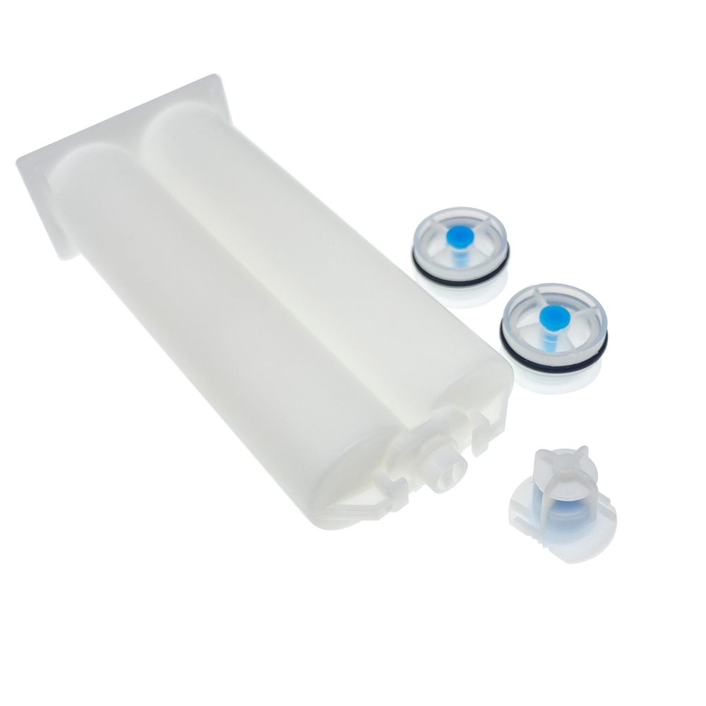 50ml 1:1/2:1 Epoxy Gun Adhesive Cartridge PP Dual Cartridge White Piston