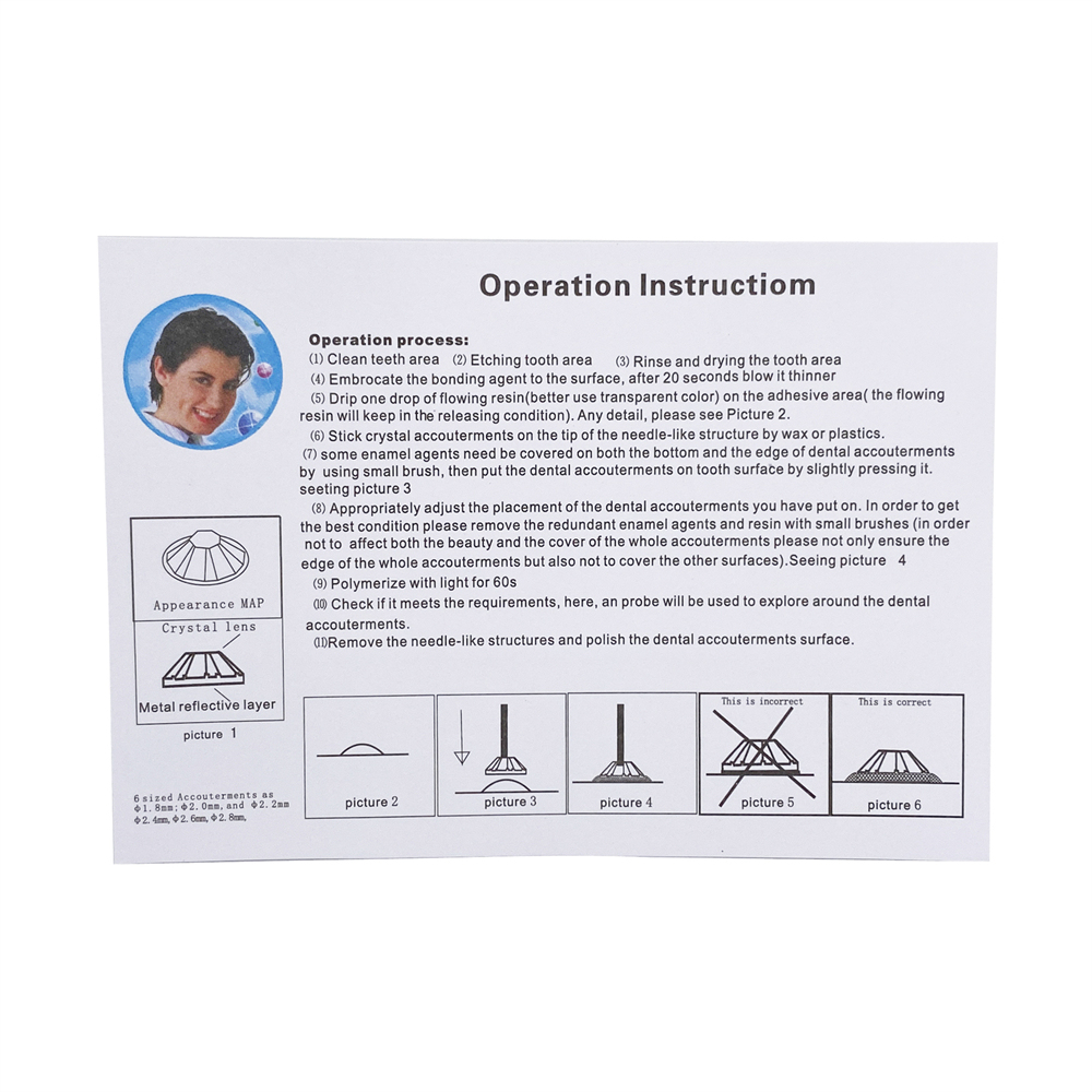 Dental Oral Teeth Diamond Tooth Gems Crystal Ornaments Jewelry 2.0mm 5Pcs/Pack