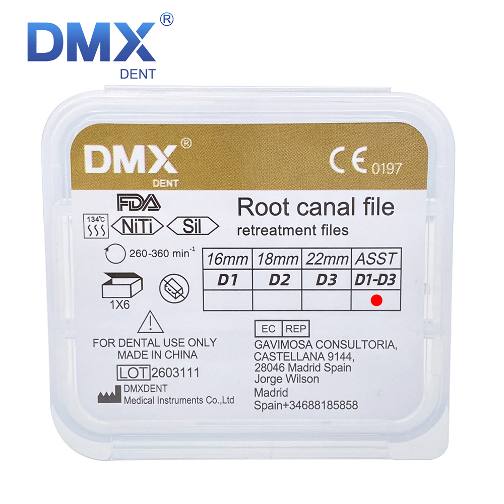 DMXDENT Dental Retreatment Engine Filling Rotary Root Canal NiTi File D1/D2/D3/D1-D3