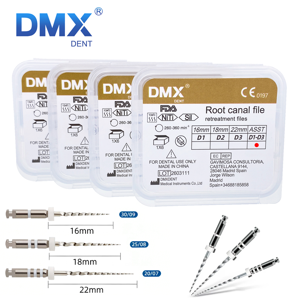 DMXDENT Dental Retreatment Engine Filling Rotary Root Canal NiTi File D1/D2/D3/D1-D3