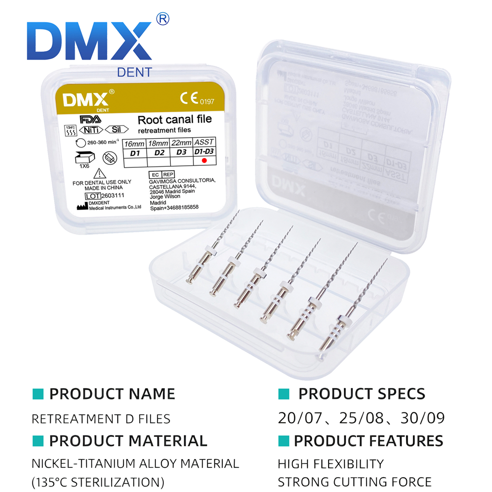 DMXDENT Dental Retreatment Engine Filling Rotary Root Canal NiTi File D1/D2/D3/D1-D3