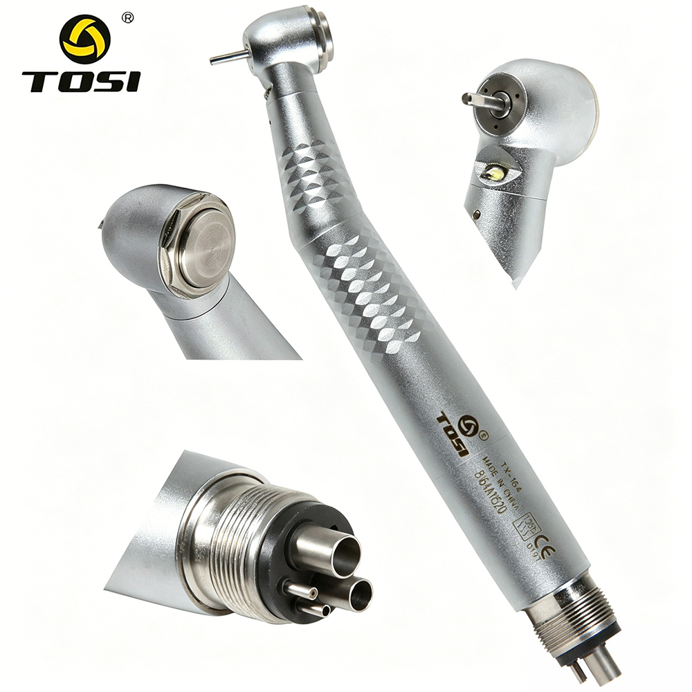 Original TOSI TX-164 Dental LED E-Generator High Speed Air Turbine Handpiece Triple spray 2/4 Holes