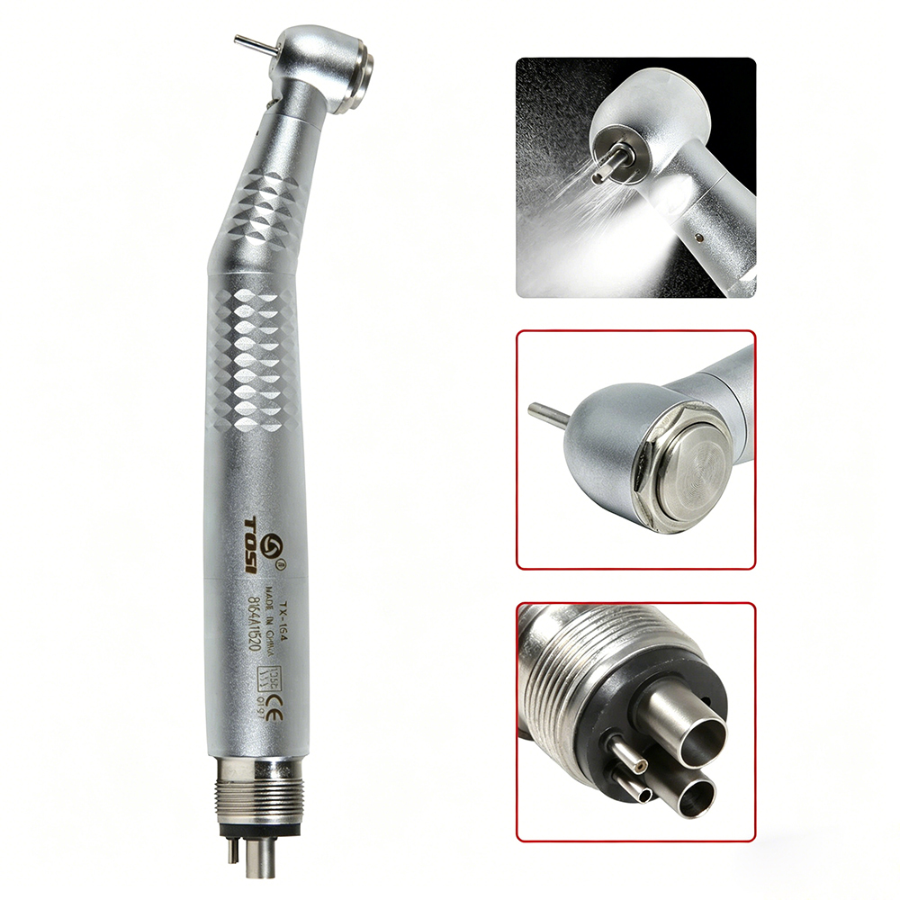 Original TOSI TX-164 Dental LED E-Generator High Speed Air Turbine Handpiece Triple spray 2/4 Holes