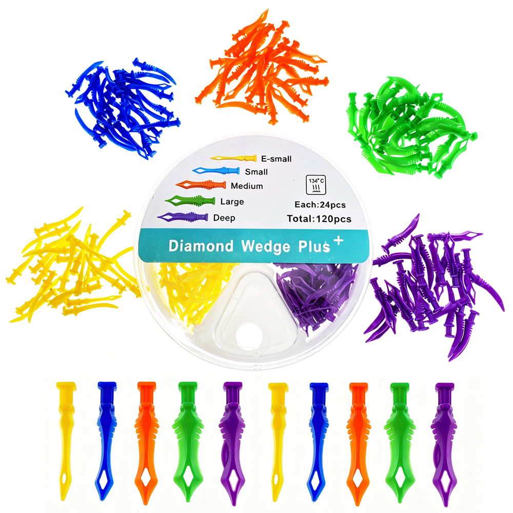 120Pcs Dental Diamond Wedges Plastic Diastema Adaptive Interdental Teeth Gap Wedge