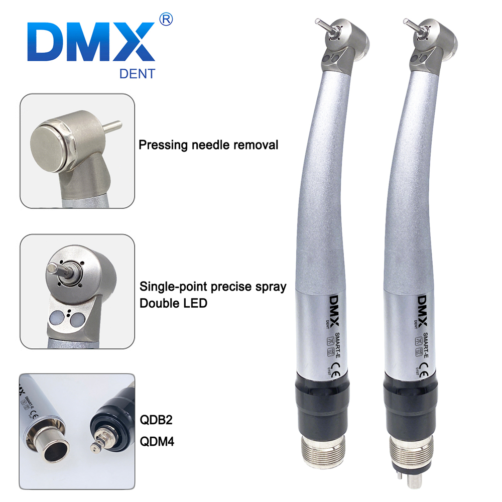 DMXDENT SMART-E QD Dental LED E-generator Pediatric Mini Head High Speed Handpiece Air Turbine with Quick Coupler 2/4Hole
