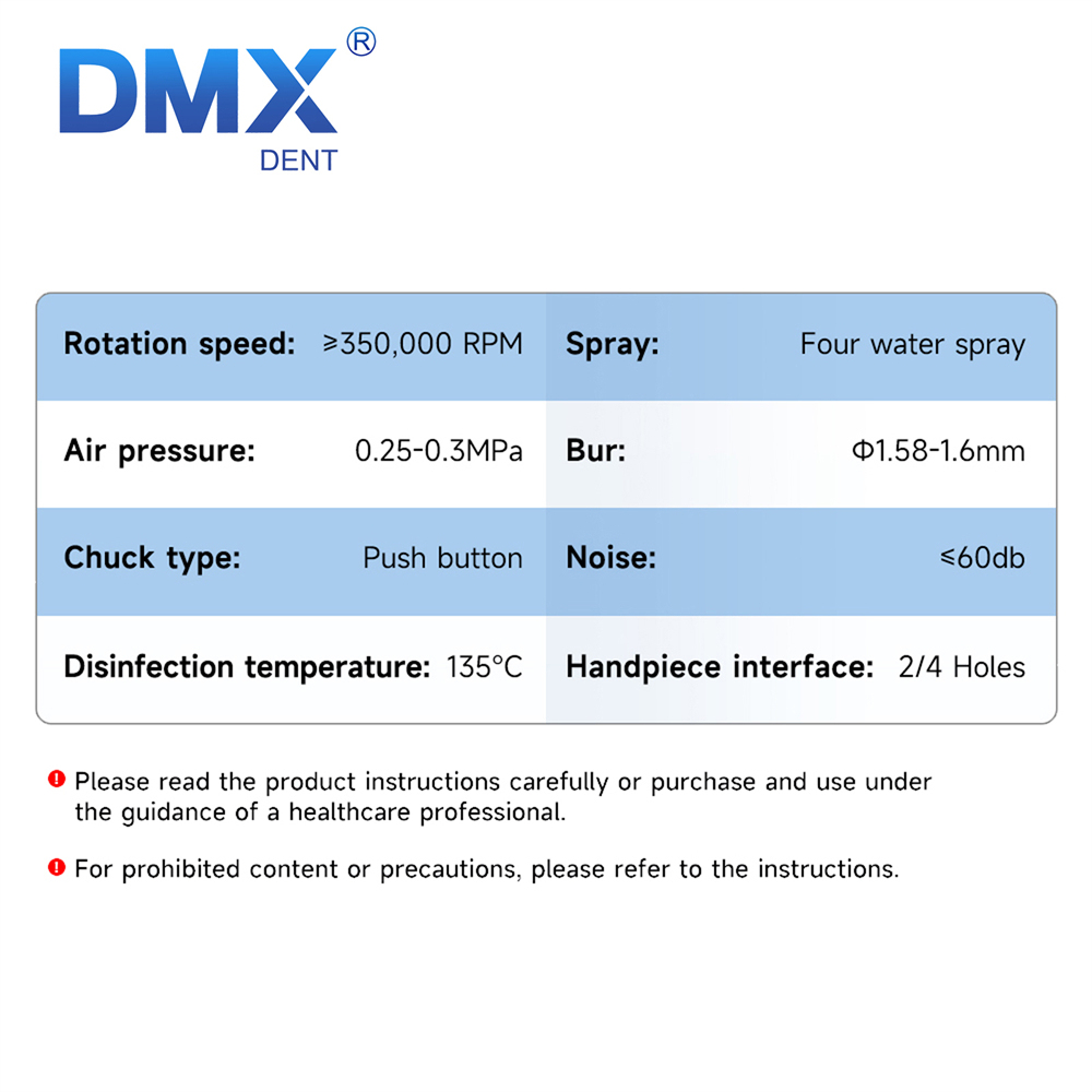 DMXDENT A16S-E Dental LED E-generator High Speed  Air Turbine Handpiece Free Retraction 4 Water Spray 2/4 Holes