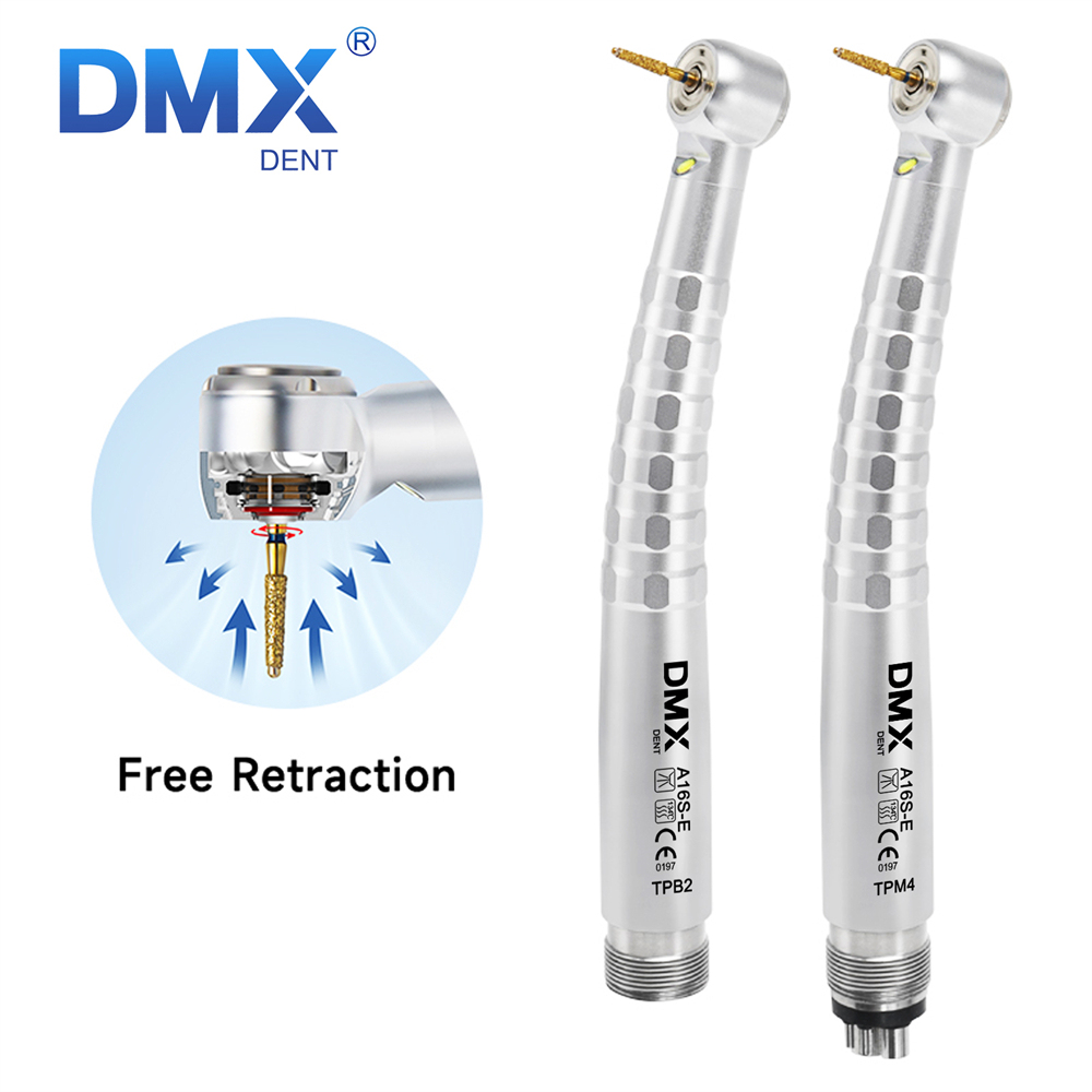 DMXDENT A16S-E Dental LED E-generator High Speed  Air Turbine Handpiece Free Retraction 4 Water Spray 2/4 Holes