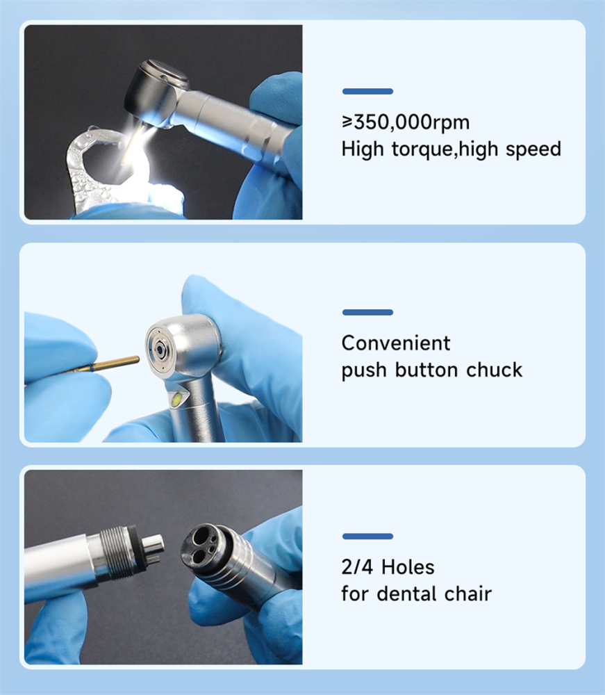 DMXDENT A16S-E Dental LED E-generator High Speed  Air Turbine Handpiece Free Retraction 4 Water Spray 2/4 Holes