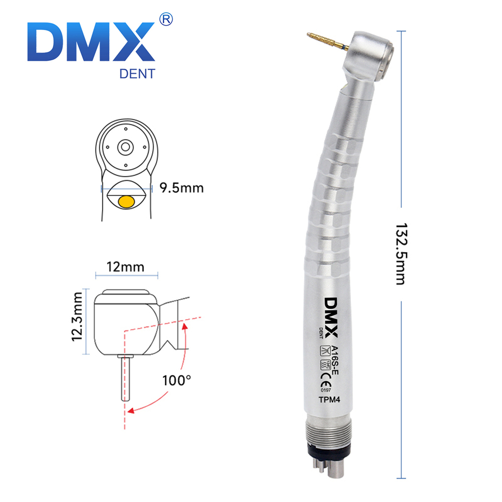 DMXDENT A16S-E Dental LED E-generator High Speed  Air Turbine Handpiece Free Retraction 4 Water Spray 2/4 Holes