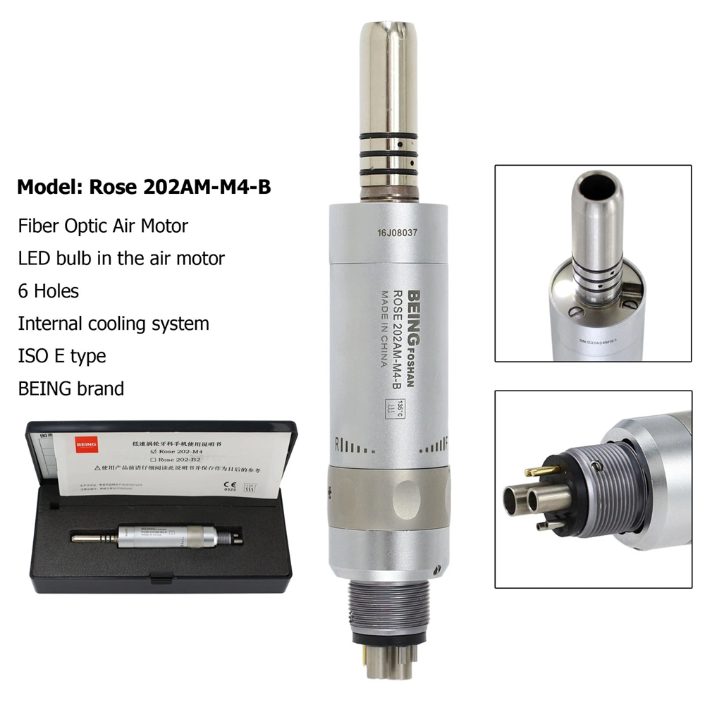 BEING Dental Air Motor 4/6 Hole Fiber Optic Slow Speed Handpiece E Type